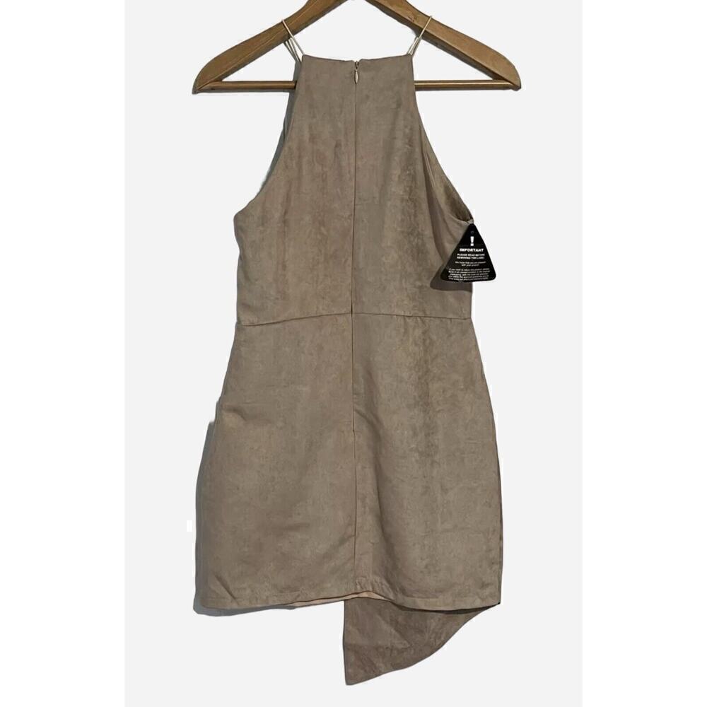 RARE LONDON Faux Suede Colorblock Asymmetrical Hemline Dress US Size 4/Small NEW - Picture 6 of 16